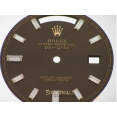 Chocolate Baguette Diamond dial Rolex DayDate 40mm rose gold ref. 228235 new 4371